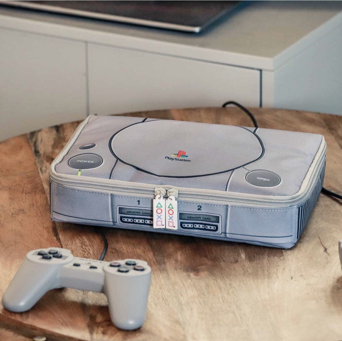 Japan Exclusive 🌟Auth Novelty Pouch Sony PlayStation 1 PS1 Console Shape Bag