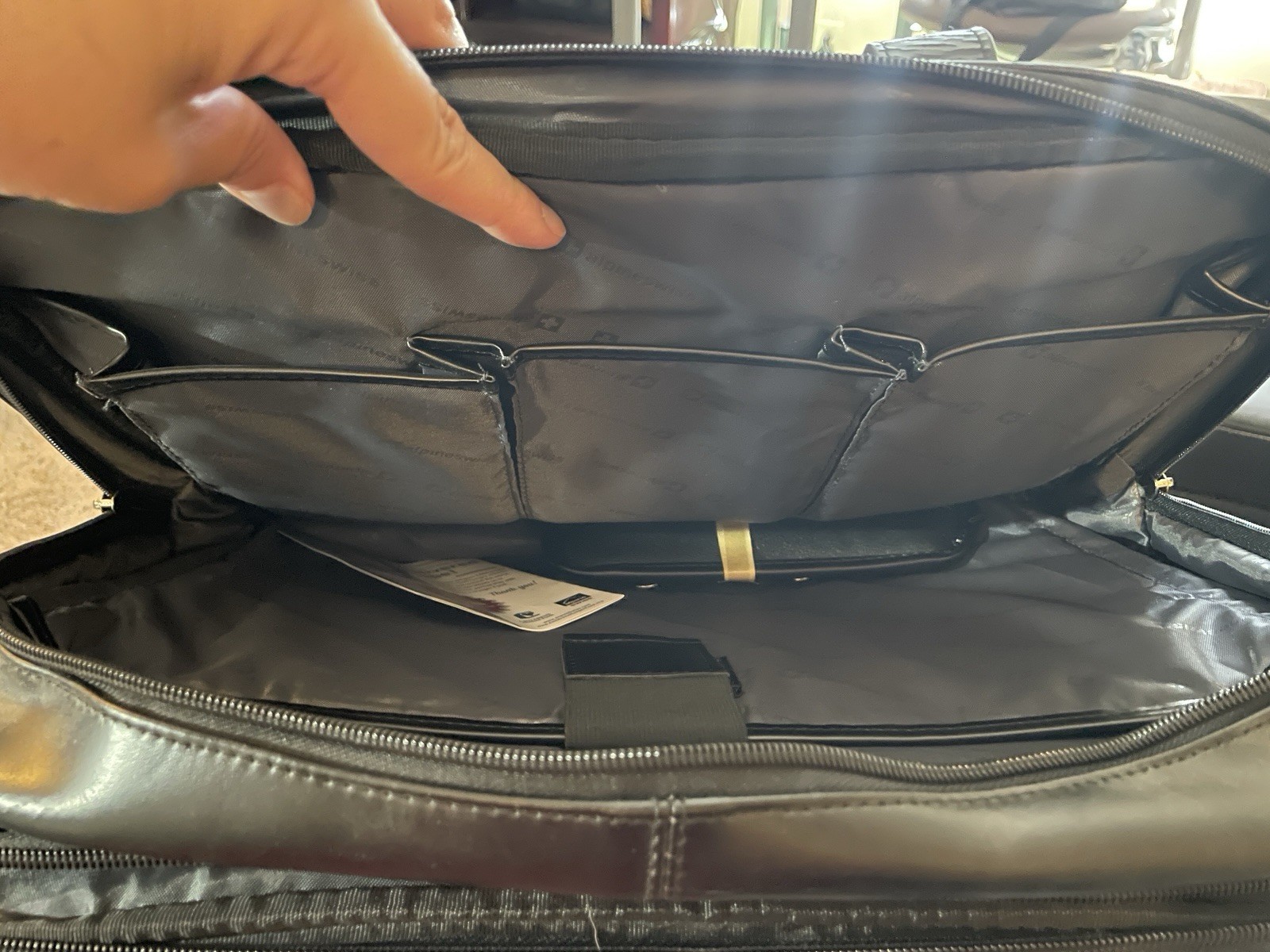 NWT Alpine Swiss Leather Laptop Briefcase Messenger Bag Black