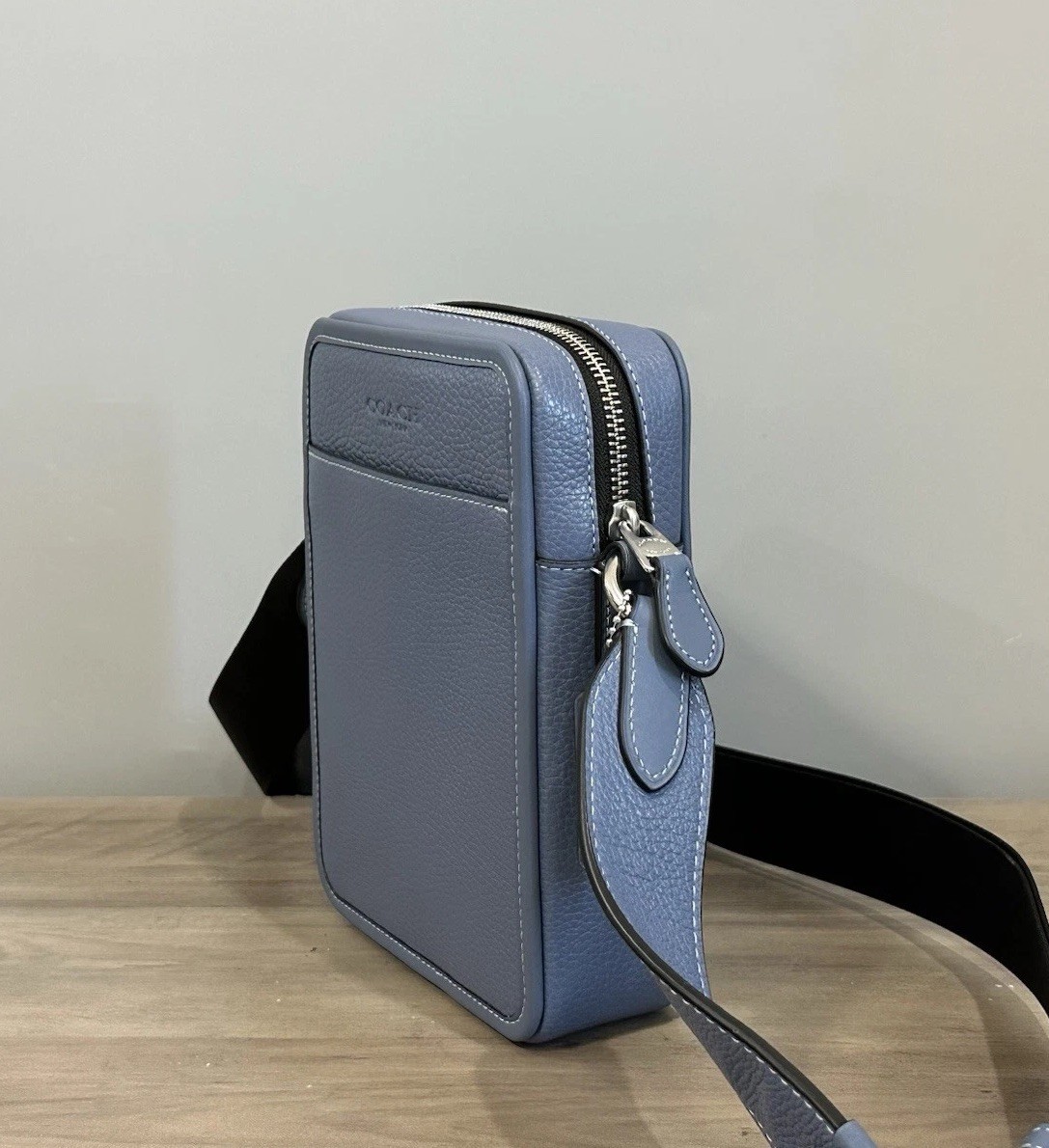 COACH Sullivan Leather Crossbody Shoulder Bag Light Denim Blue CAT81 NWT