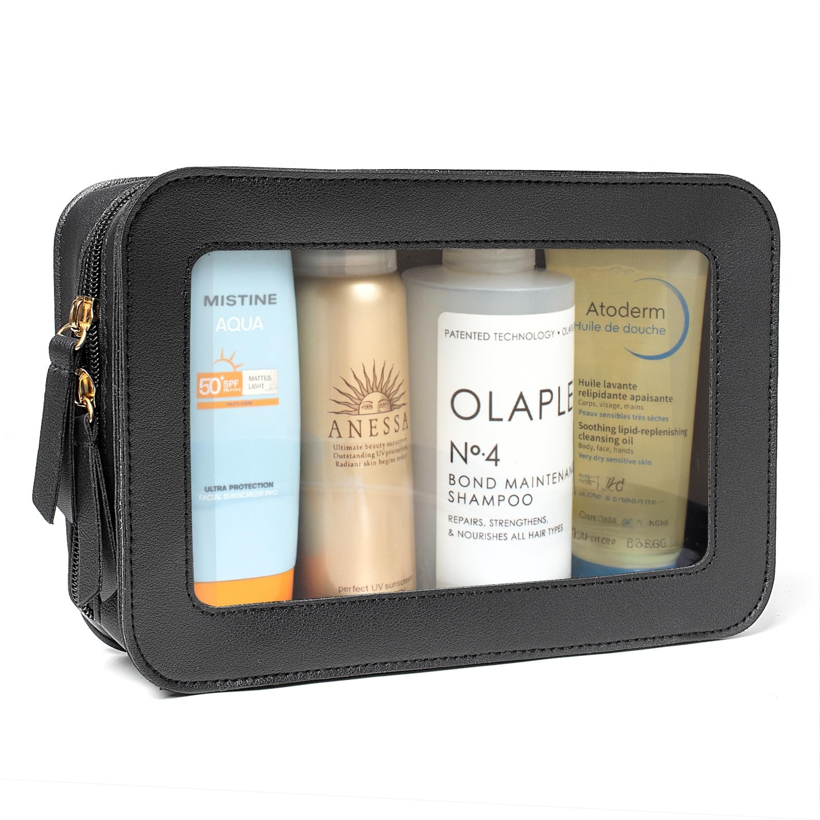 LETGO Clear Beach Makeup Bags, TSA Approved 9.25” x 6.1” x 2.75”, 0-Black