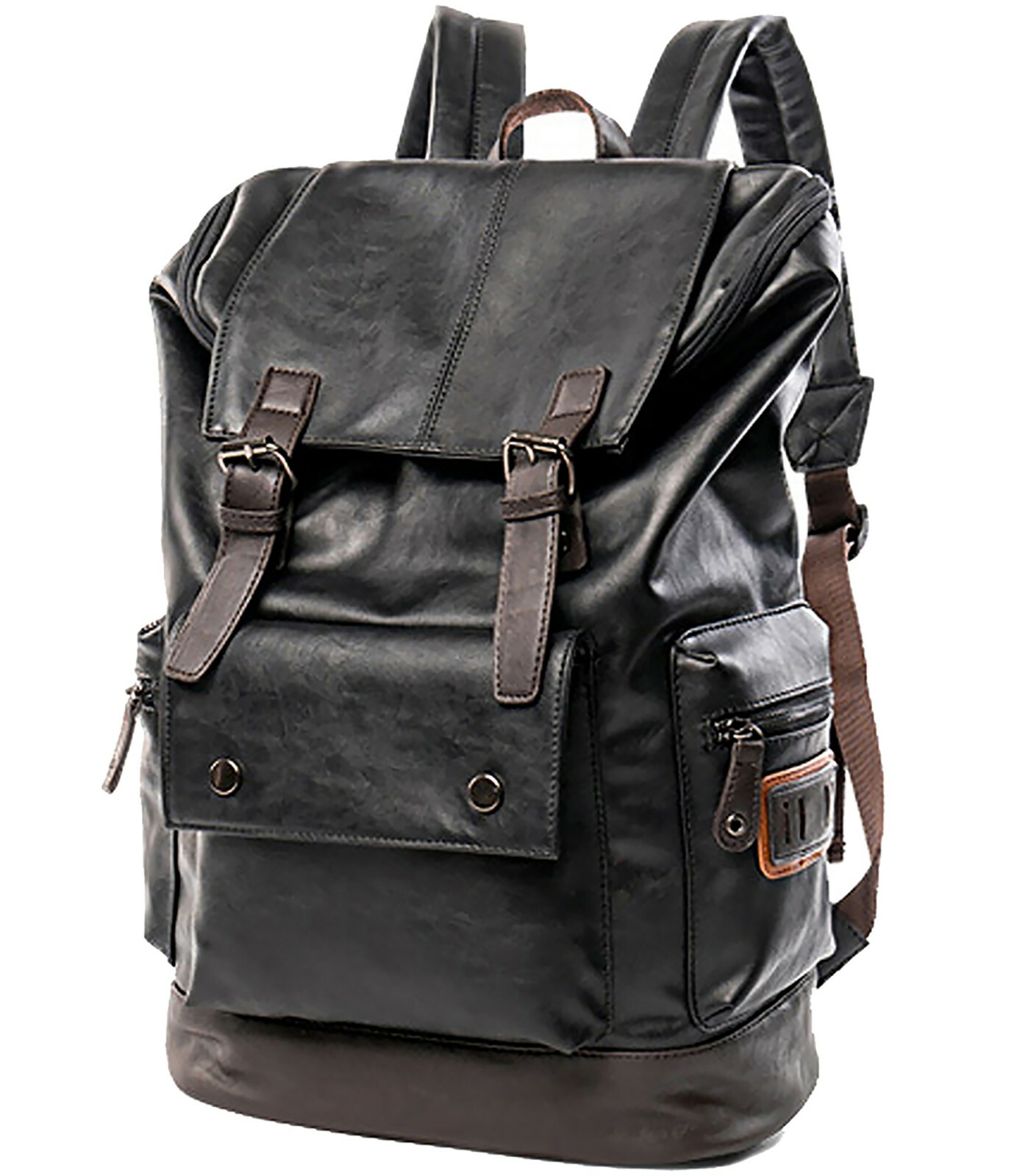 HUACHEN Men’s Travelling Bag Shoulder Weekender School Bags Leather Backpack