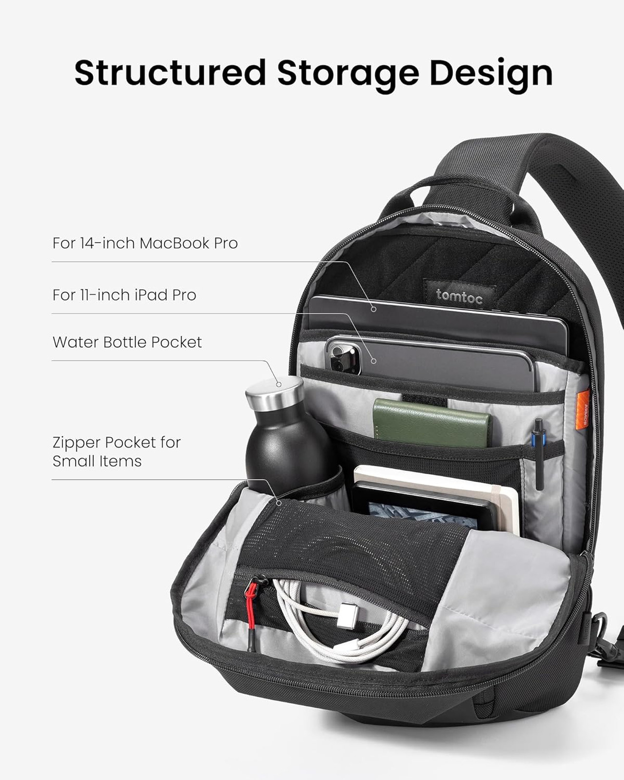 Tomtoc 7L Sling Backpack Crossbody Bag for Men Women EDC Daypack Chest Shoulder