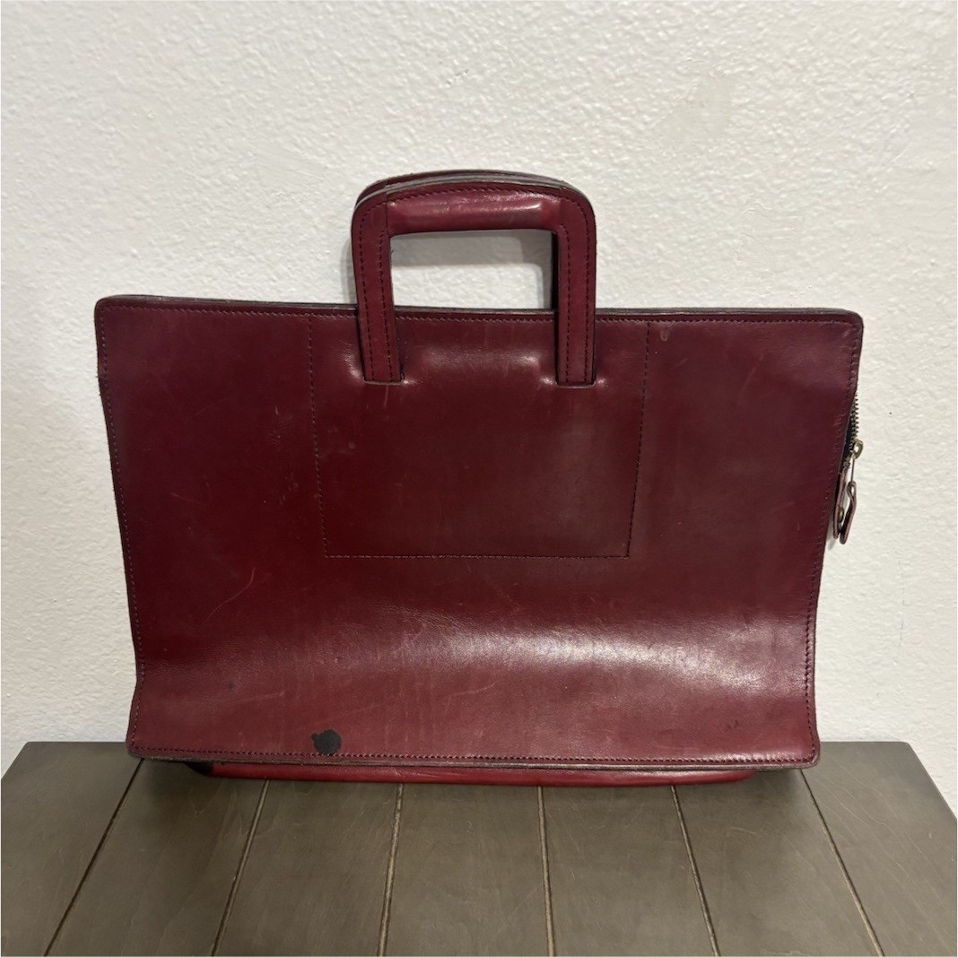 Schlesinger Brothers Burgundy Zip Top Handle Briefcase Document Case for Men