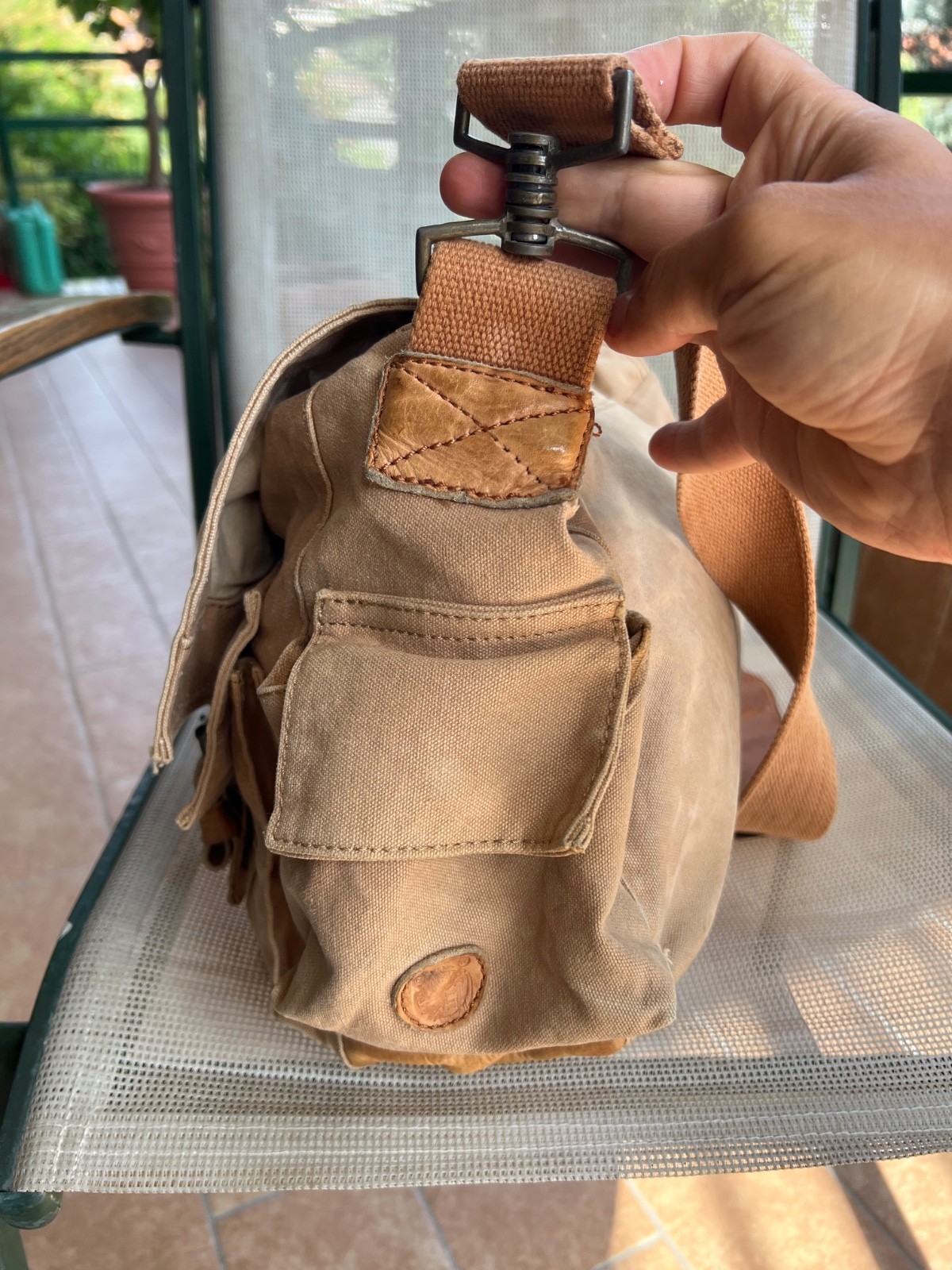 TIMBERLAND Messenger Shoulder Bag Colonial Cotton Leather Legend 554