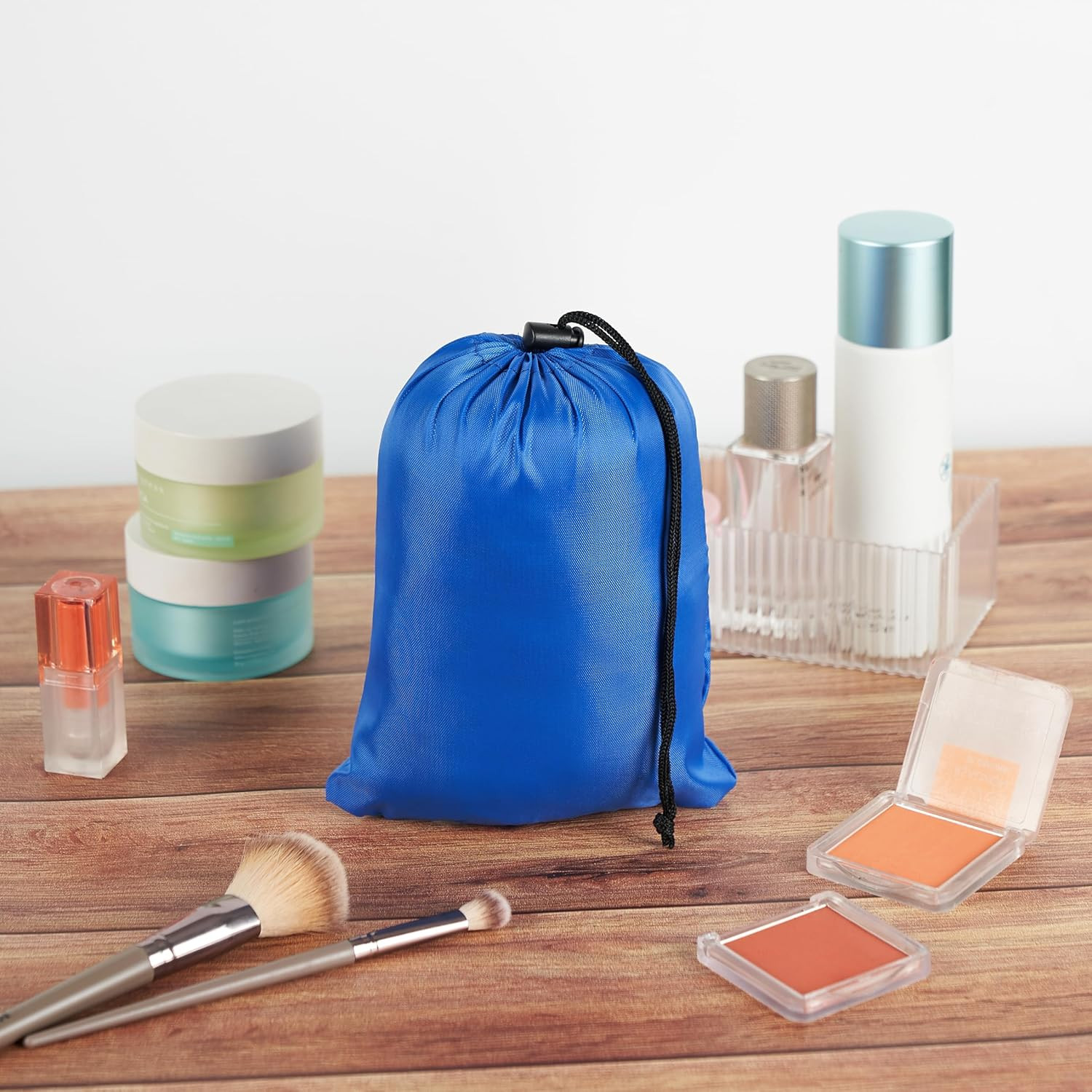 Drawstring Bag with Toggle – Nylon Cinch and Ditty Pouch Six-Pack (Blue, 6 x 8 I