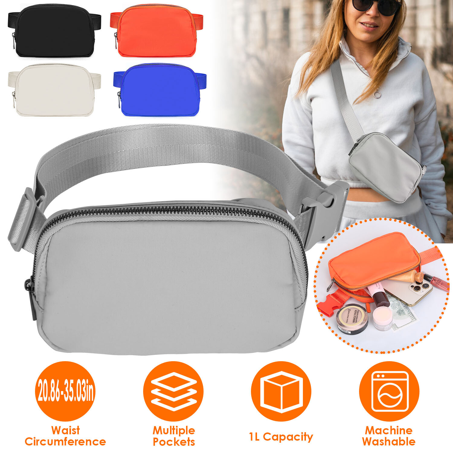 Men Women Waist Pouch Belt Bag Cross body Sling Shoulder Travel Sport Pouch Pack