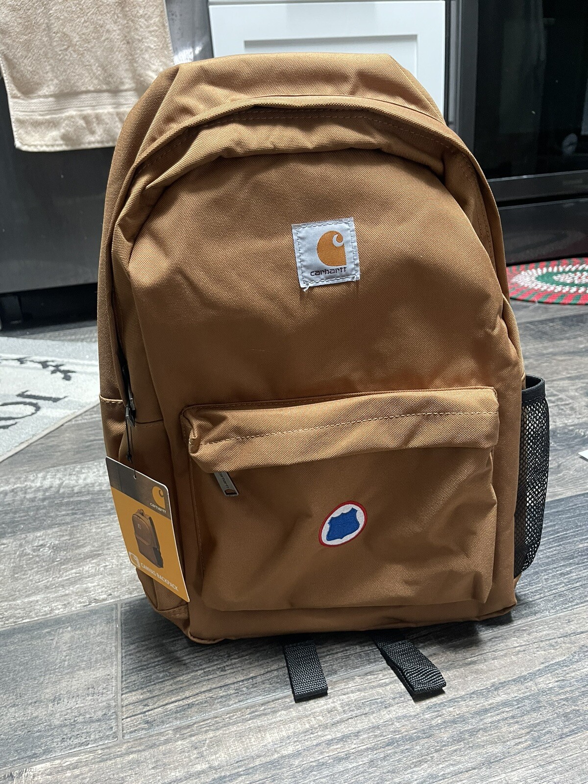 Carhartt Canvas Trade Backpack Back Pack Book Bag Laptop Blue Badge Patch