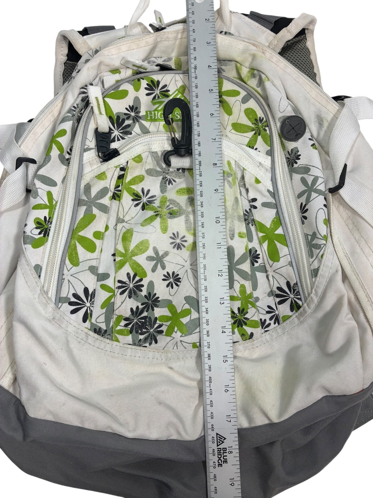 High Sierra 5420-110 backpack White with Green & Grey 70s Floral Patterns
