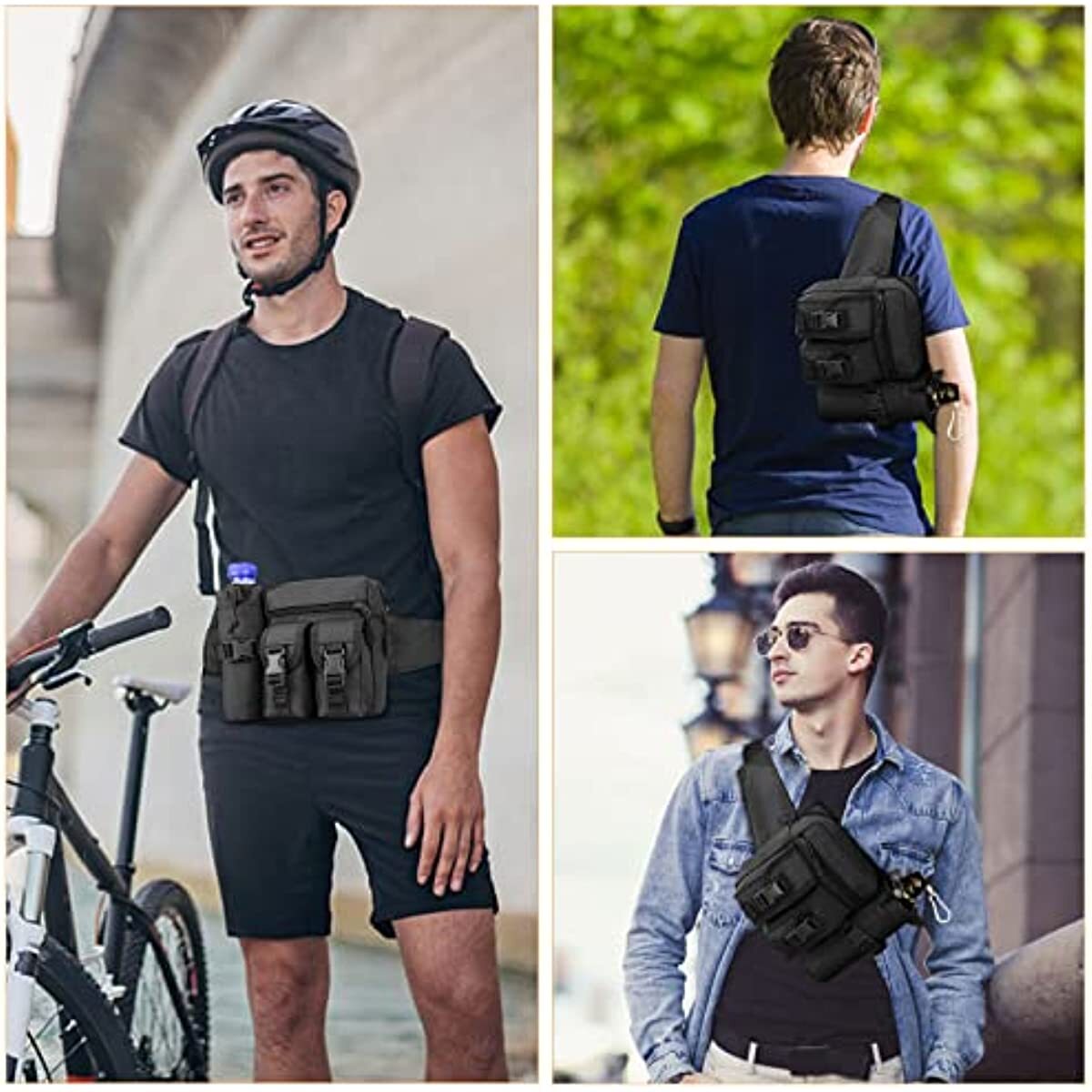 Tactical Waist Bag With Water Bottle Pouch Outdoor Waterproof Waist Shoulder Bag