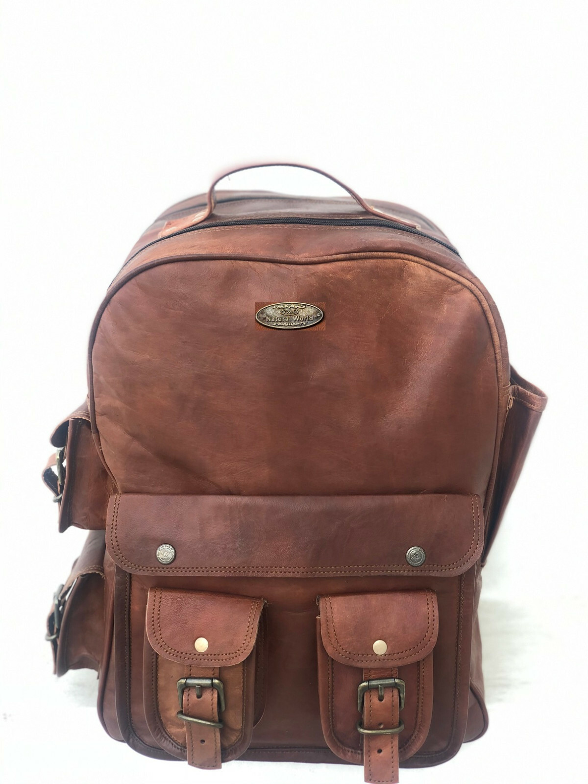 Extra Large Camel Leather Back Pack Rucksack Travel Bag For Men’s and Women’s