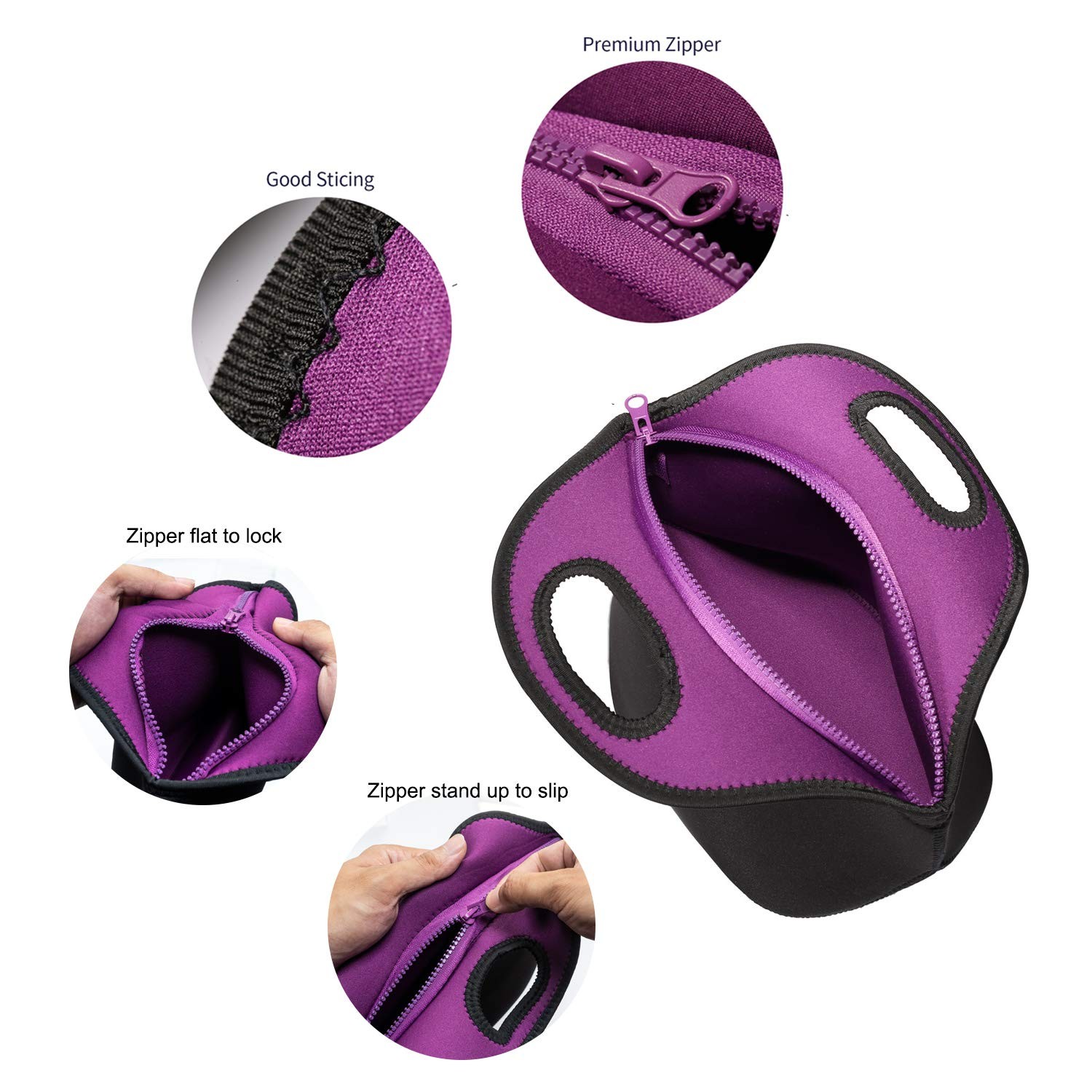 FUN LAVIE Neoprene Lunch Bag for Men, Small Insulated Small, Black