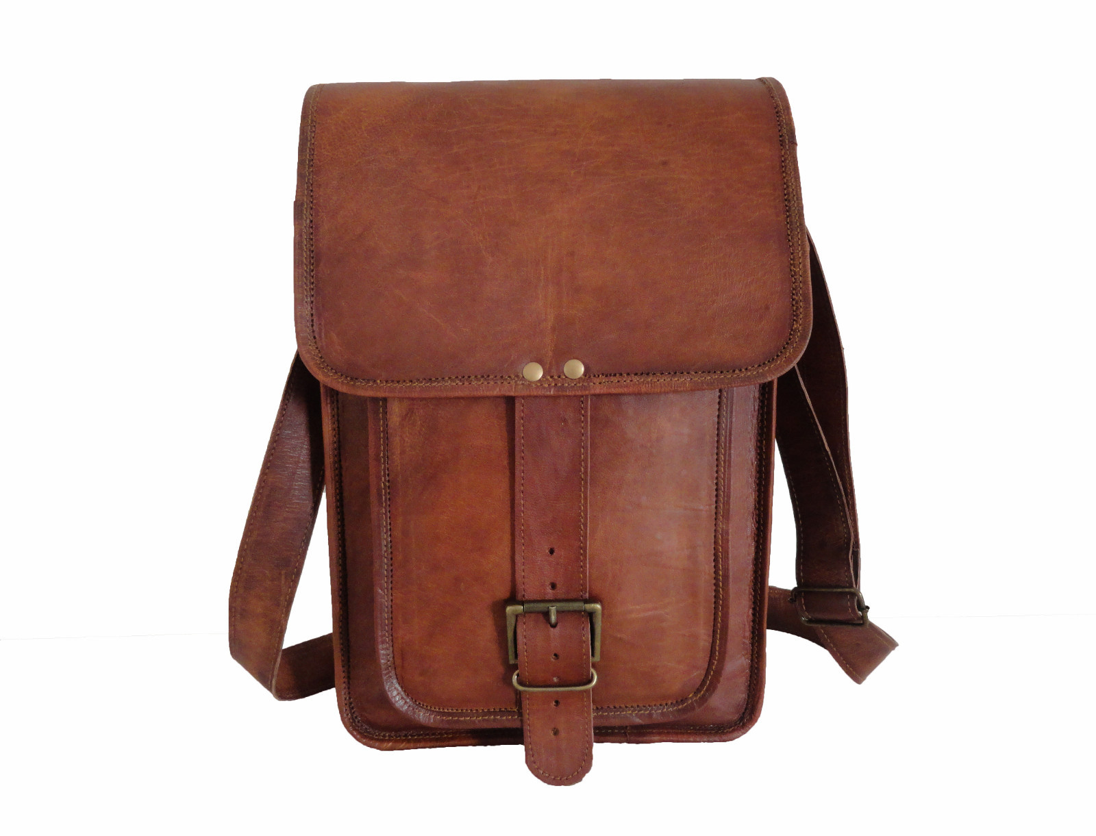 14 In Vintage Leather Messenger Bag A4 Laptop Satchel School Crossbody Shoulder