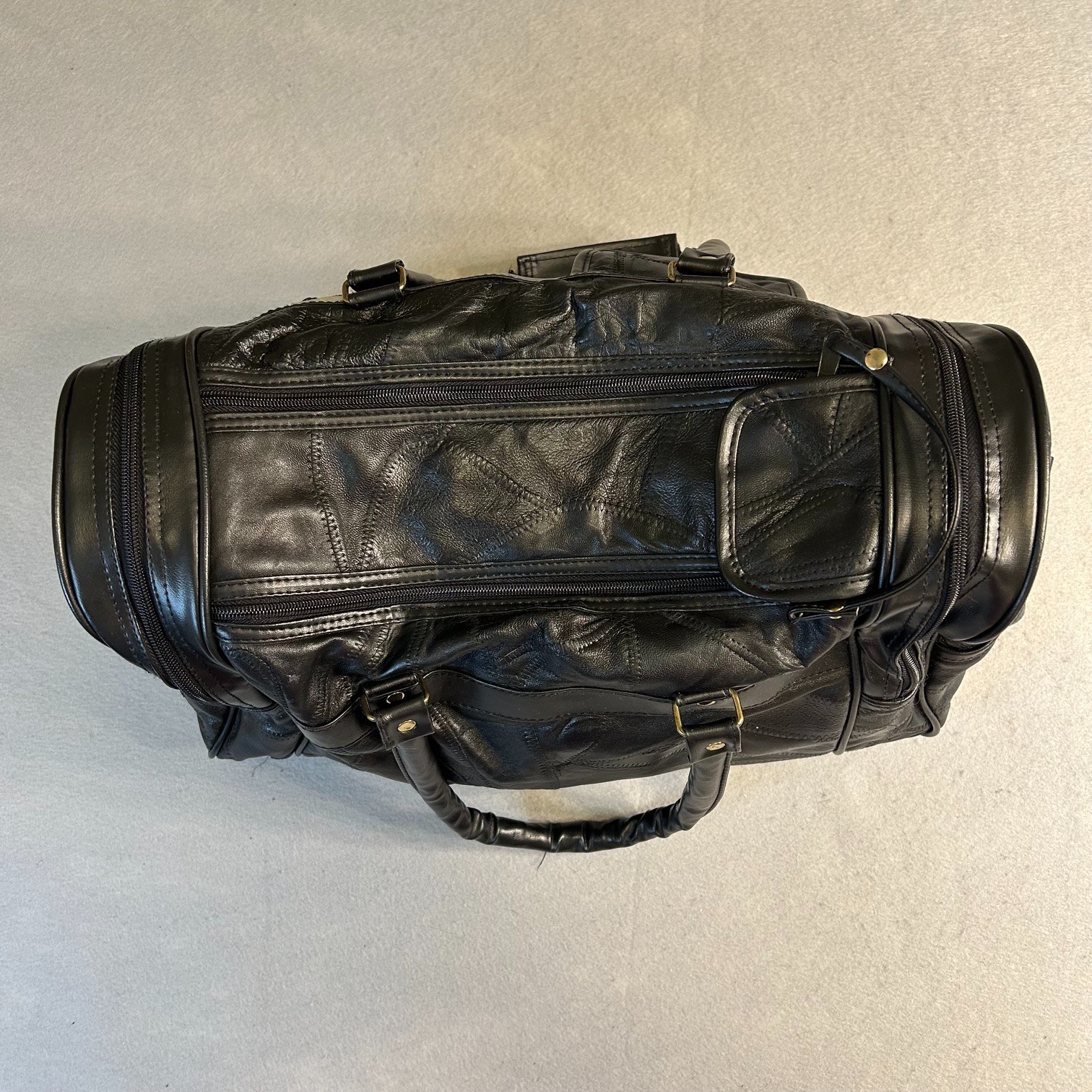 Vintage Genuine Leather Quilted Small Gym Weekender Travel Overnight Duffle Bag