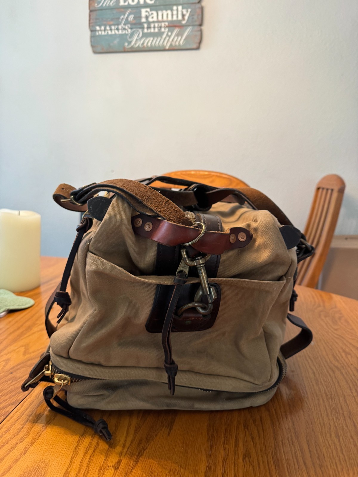 Filson Rugged Twill Outfitter Bag Brown Green Talon Era Rare Made in USA Vintage