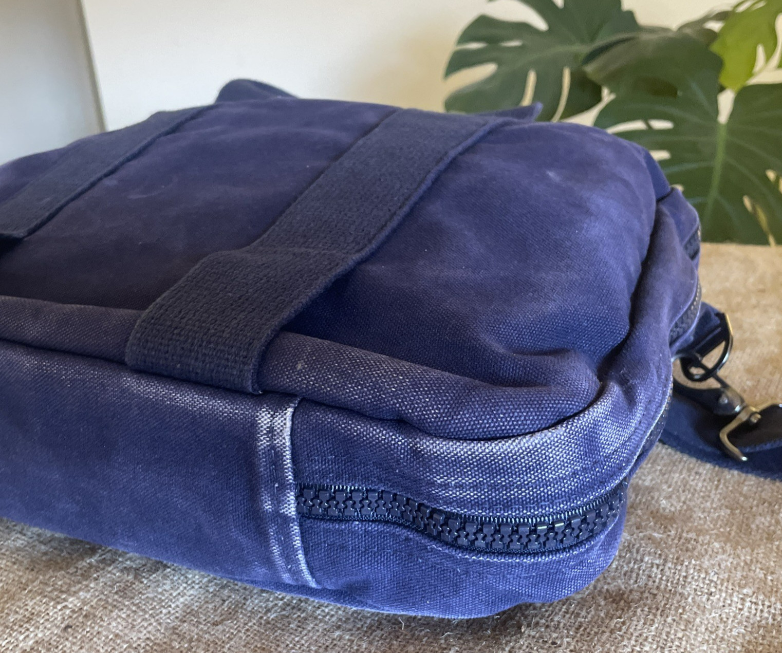 VTG Lands End Messenger Bag Canvas Denim USA Made Blue Distressed Faded 90s