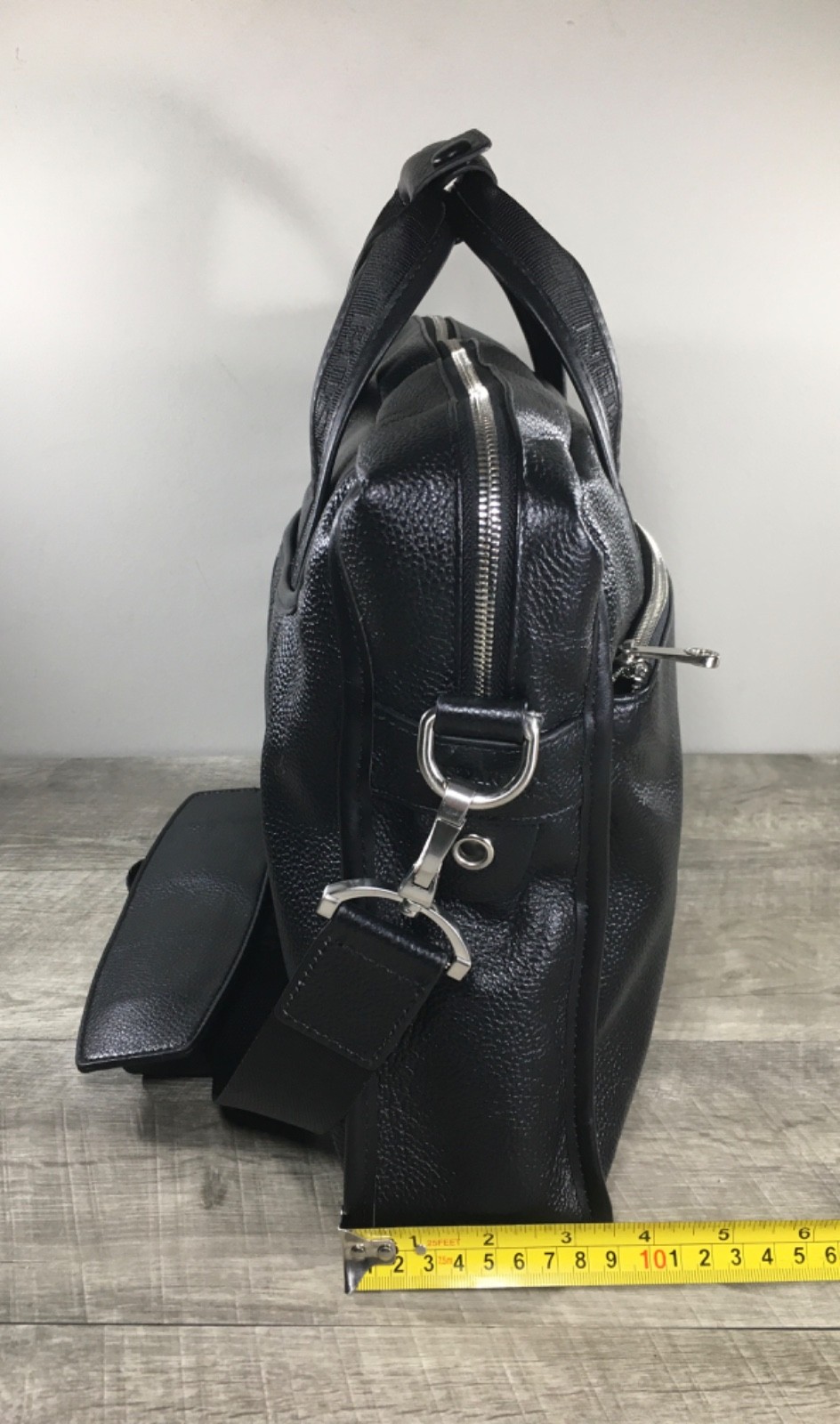Retro Bostanten Royal 14″ Leather Briefcase Laptop Computer Black Shoulder Bag