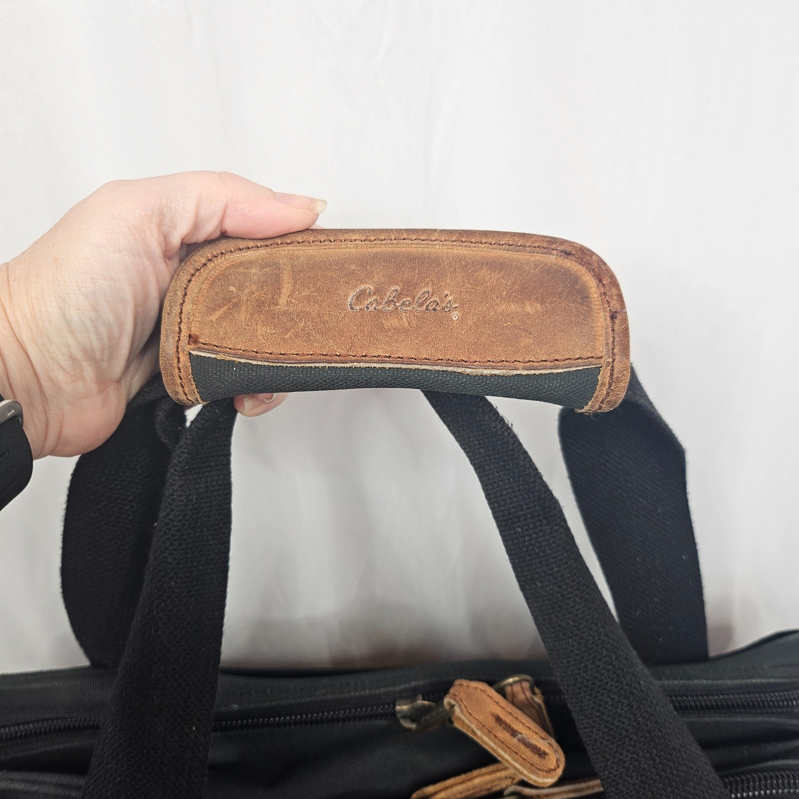 Cabela’s Canvas Messenger Bag | Hunting Gear Laptop Briefcase Black Leather Trim