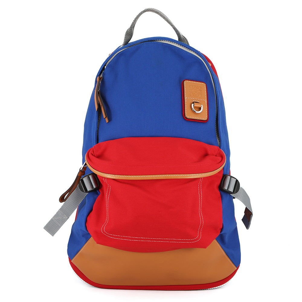 LOEWE iNature Backpack Canvas Blue/Red/Brown