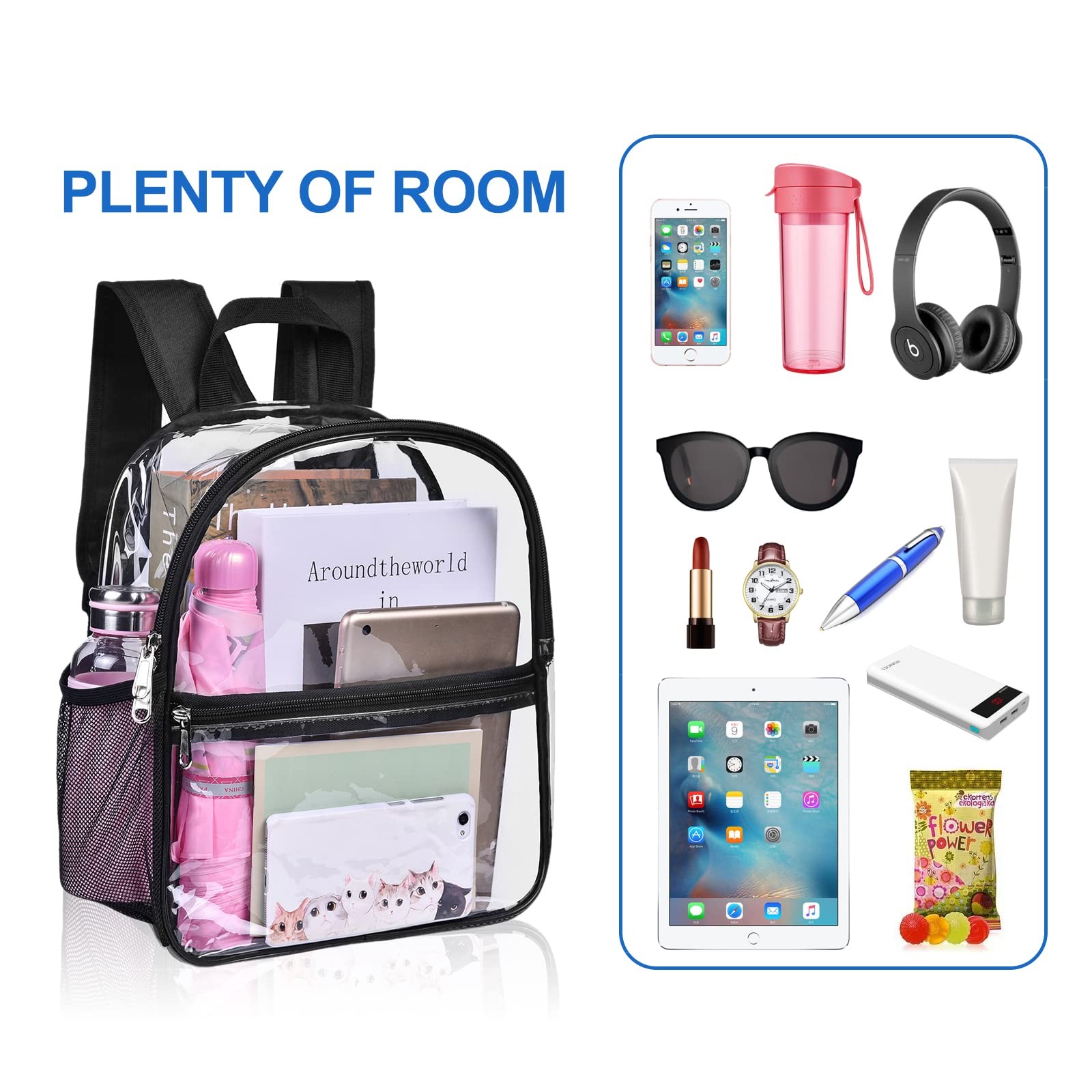 Clear Stadium Backpack 12x6x12 Waterproof for Events, Concerts, Sports