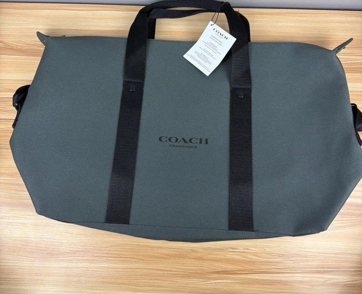 Coach Fragrance Tote weekend bag green black travel overnight large NEW 20x13x8”