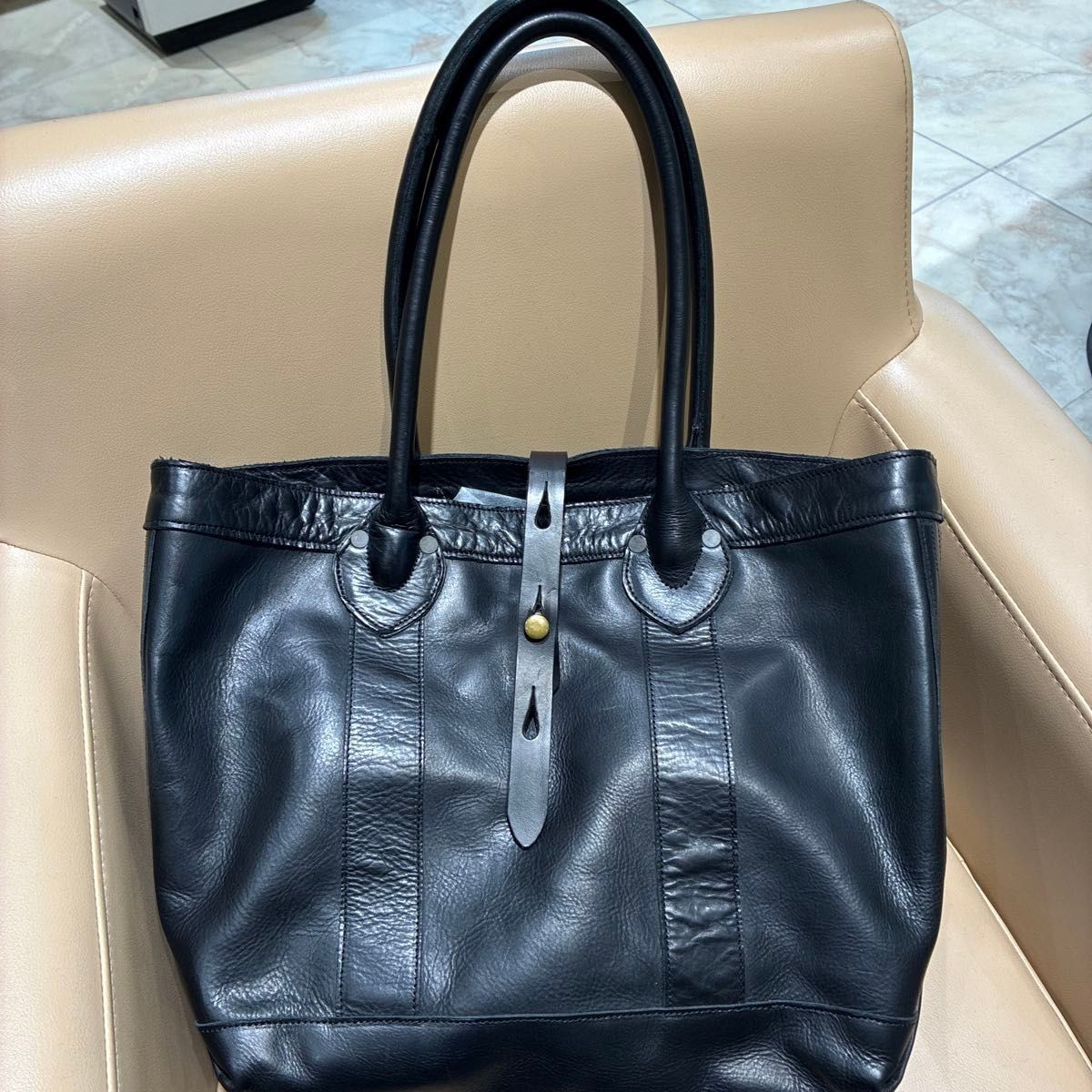 RRL Double RL Leather Tote Bag Black Vintage Distressed Used