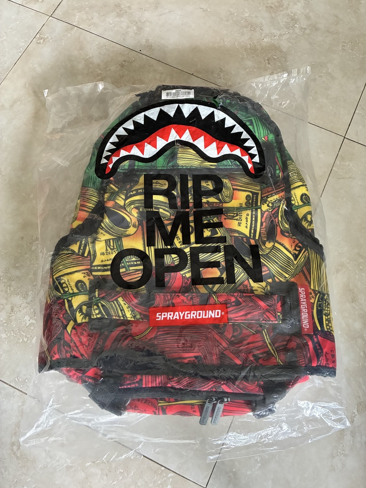 Sprayground Rip Me Open Rasta Money Shark Backpack NWT Laptop Bag Limited New