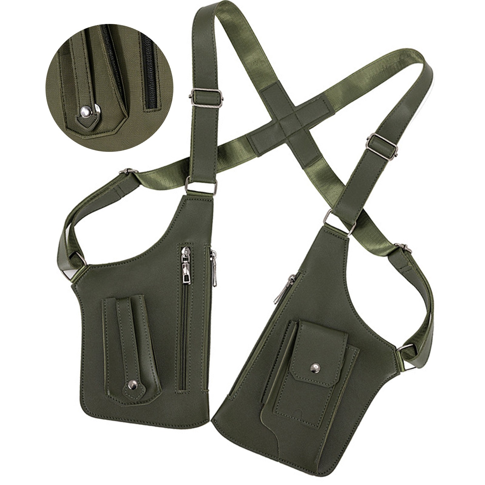 PU + Polyester Underarm Shoulder Bag for Men, Anti-Theft Double Shoulder Armpit