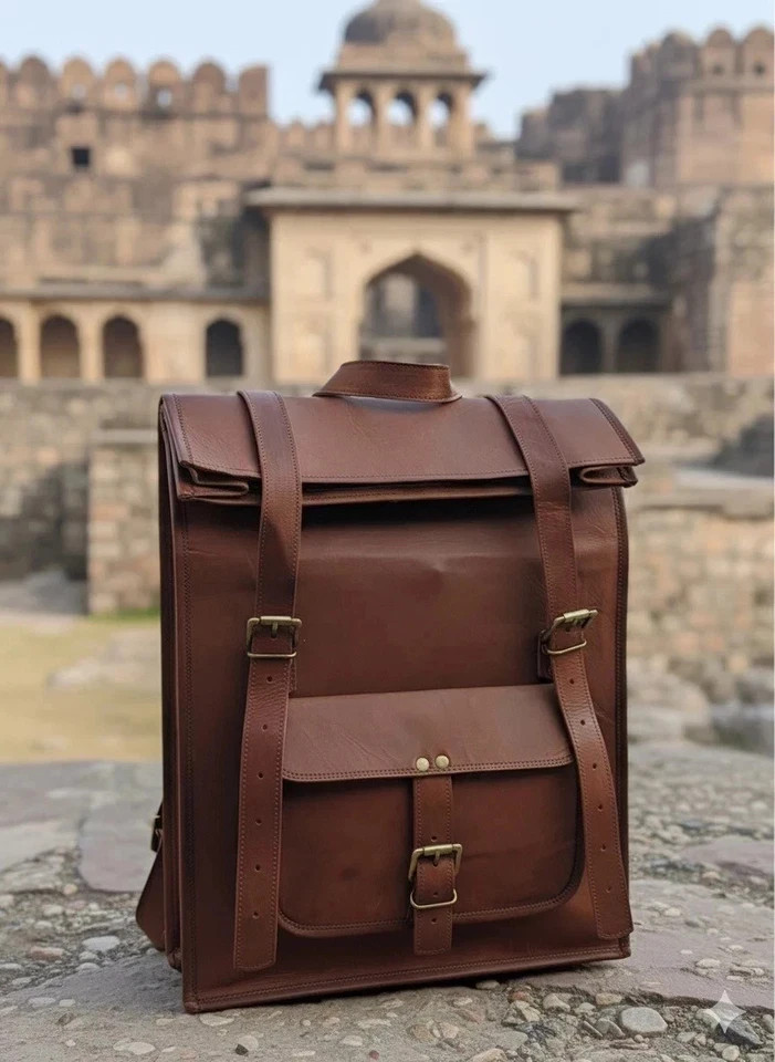 New Aesthetic Leather Backpack Men’s Travel Laptop Rucksack Shoulder Bag