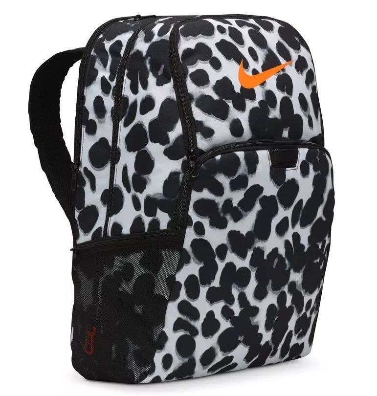 Nike Brasilia Backpack Dalmatian Aurora Black White Polka Dot Orange FN1357-077