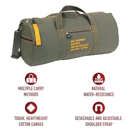 Rothco Canvas Equipment Bag, Heavyweight Cotton 19 Inches, Olive Drab