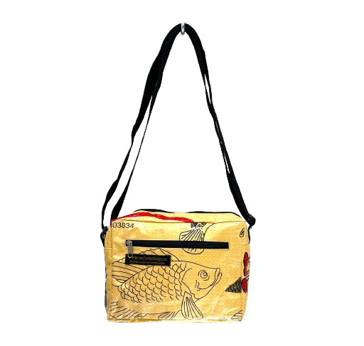 Recycled Fish Feed Shoulder Bag Small Hand Made in Cambodia Fairtrade!