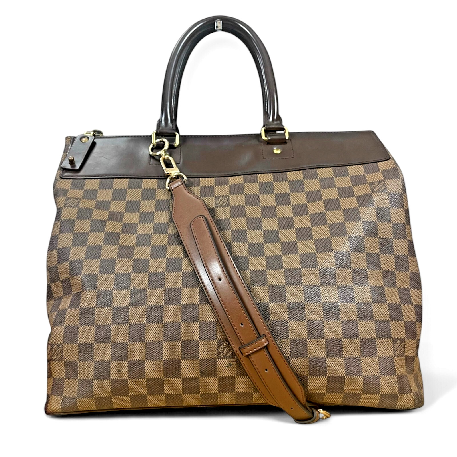 LOUIS VUITTON Damier Ebene Greenwich Canvas Leather Travel Gym Tote Bag Weekend