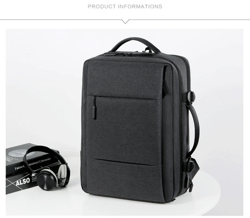 Classic Travel Backpack Men Business Backpack School Expandable USB Bag