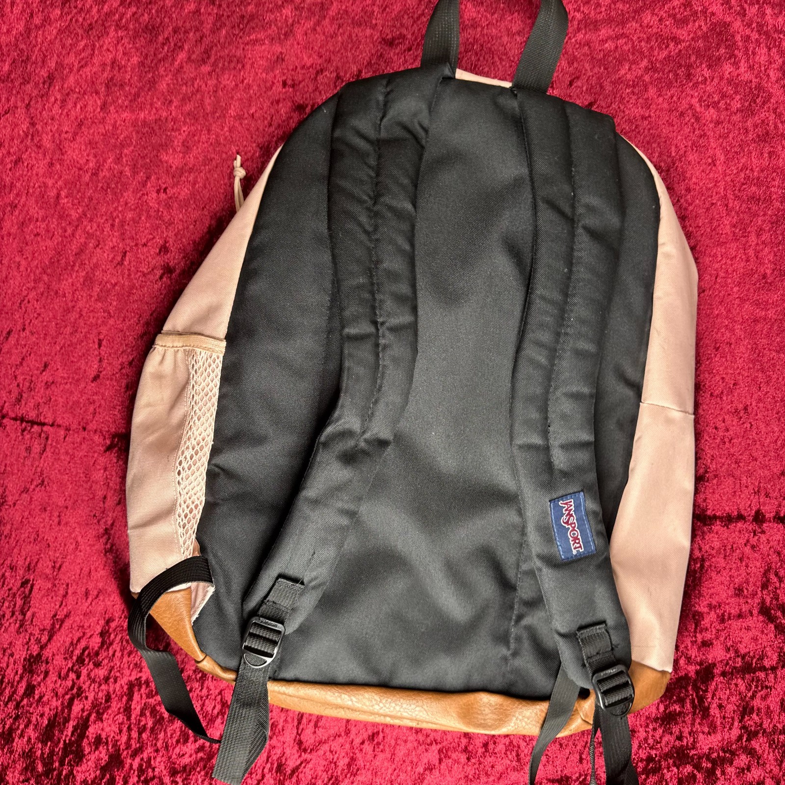 JanSport Cool Student Backpack Mens Light Pink Brown Adjustable Strap For Laptop