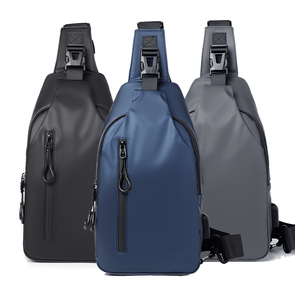 Men’s Crossbody Bag Large Capacity Zipper Front Pack Adjustable Travel Bag Gift