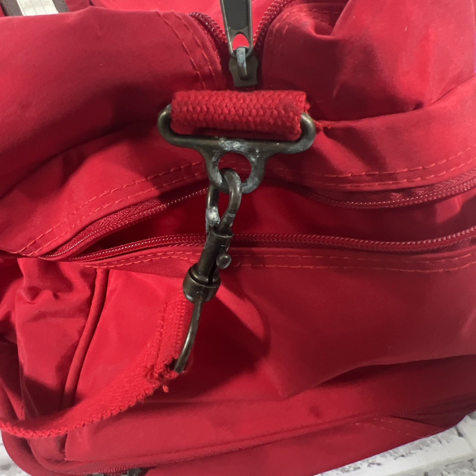 Marlboro Country Store Red Brown Canvas Leather Shoulder Travel Duffle Bag
