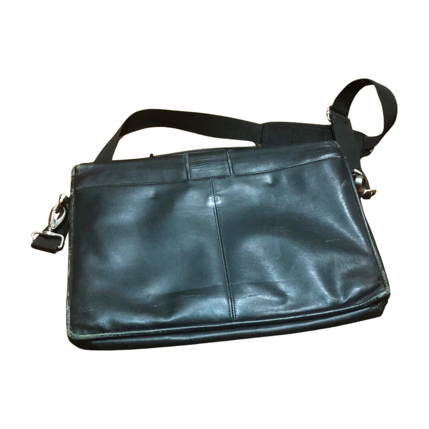 Kenneth Cole Briefcase Leather The Parent Flap Black Messenger Bag Rare Vintage
