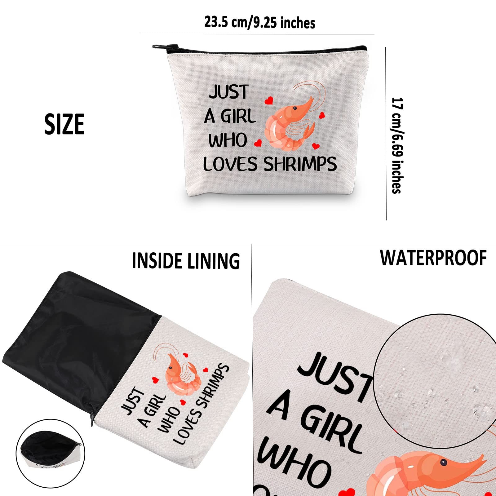 G2TUP Shrimp Lover Gift Who Loves Shrimps Makeup White Bag