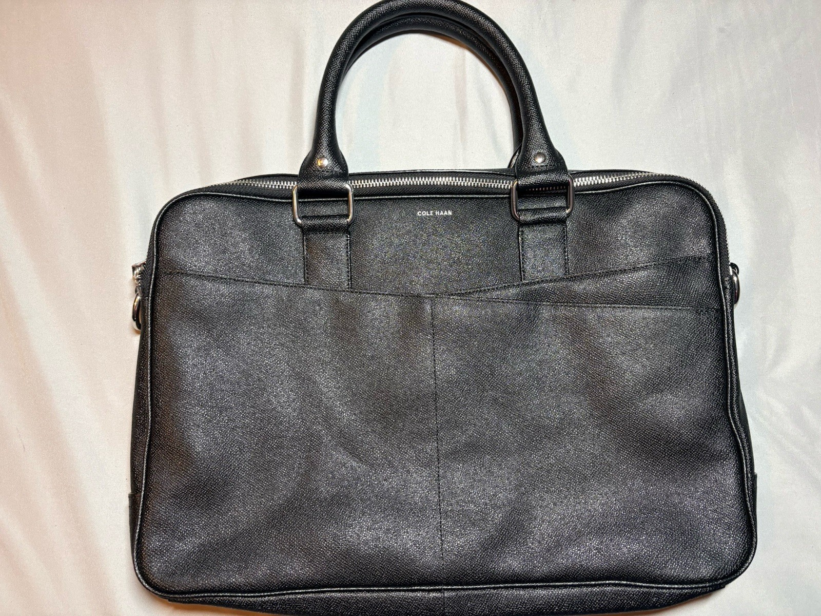 COLE HAAN American Airlines Briefcase Carry On Laptop Bag Pebbled Leather Black