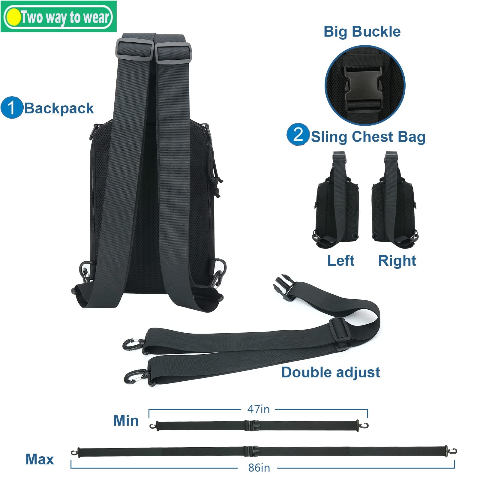 Dual Holster Chest Bag Concealed Carry Sling Crossbody Tactical Convertible B…