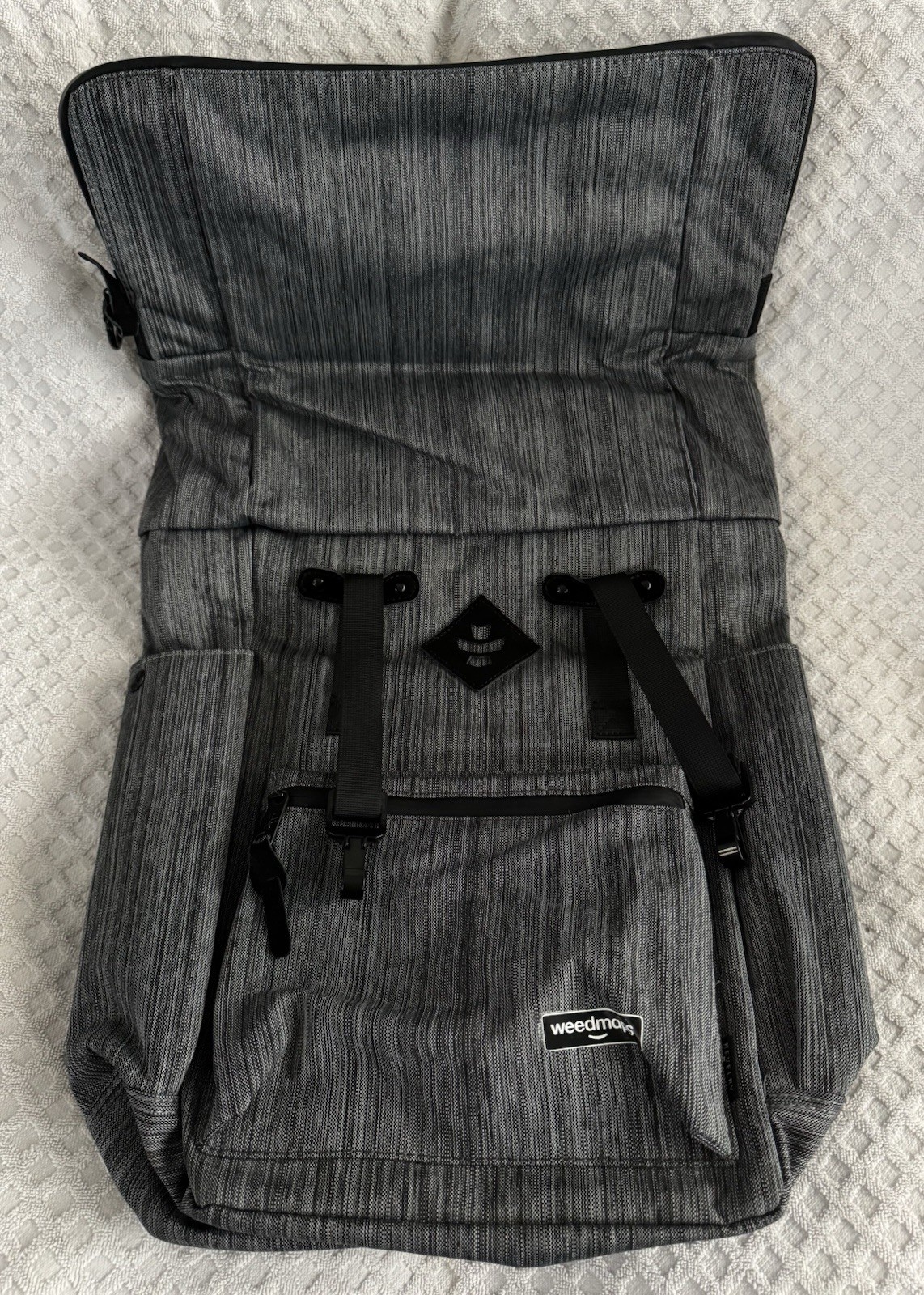 Revelry Drifter Smell Proof Rolltop 23L Backpack Striped Dark Grey Weedmaps NEW