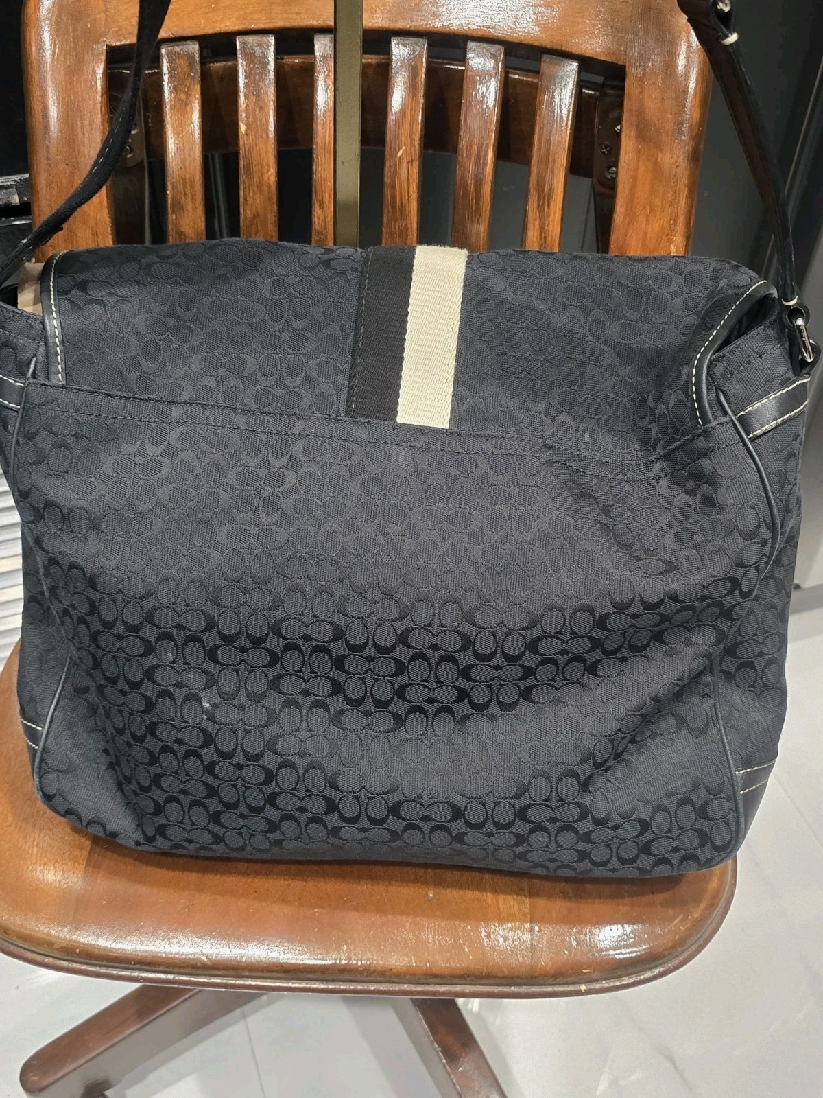 MINT COACH Canvas Messenger Bag Signature Crossbody Black Work laptop Handbag