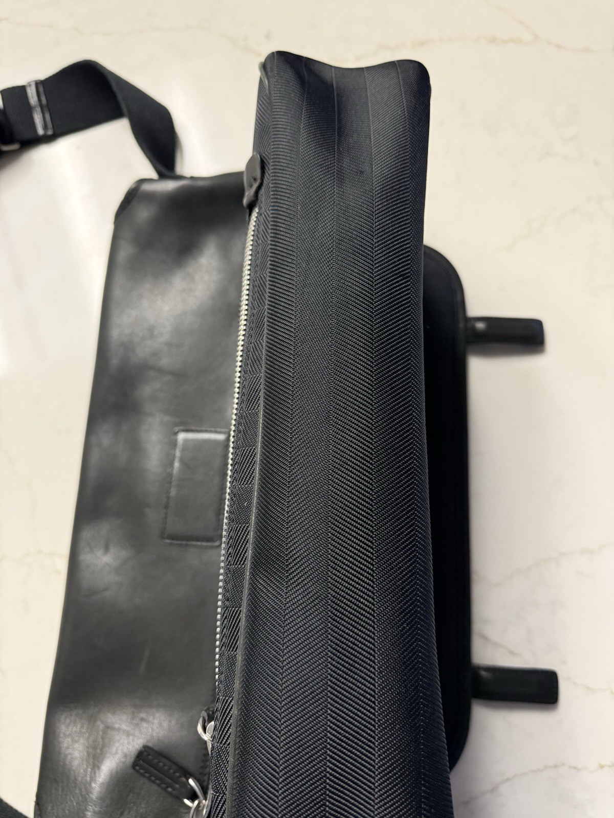Ghurka Black Messenger Bag, Zip & magnetic Buckle Closure, Adjustable Strap