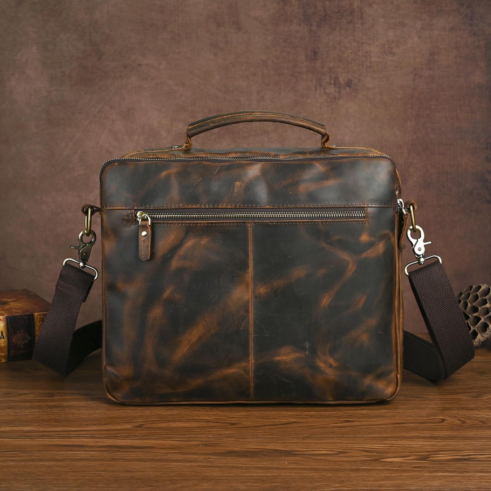 Water Resistant Canvas + Leather Business Attache Tote Briefcase 14″ Laptop O…