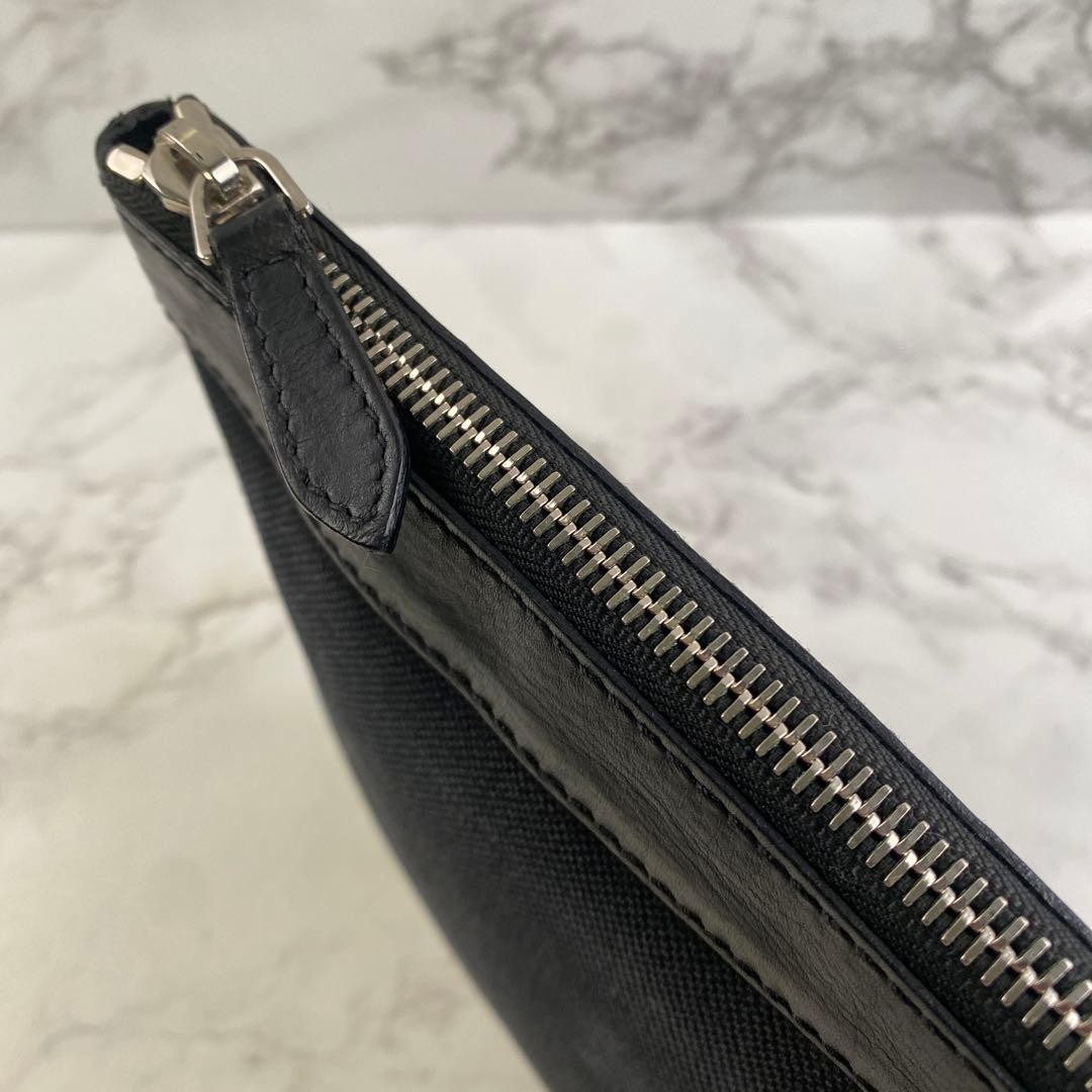 BALENCIAGA Luxury Genuine Leather Canvas Clutch Bag 23×32cm black Gift Ready
