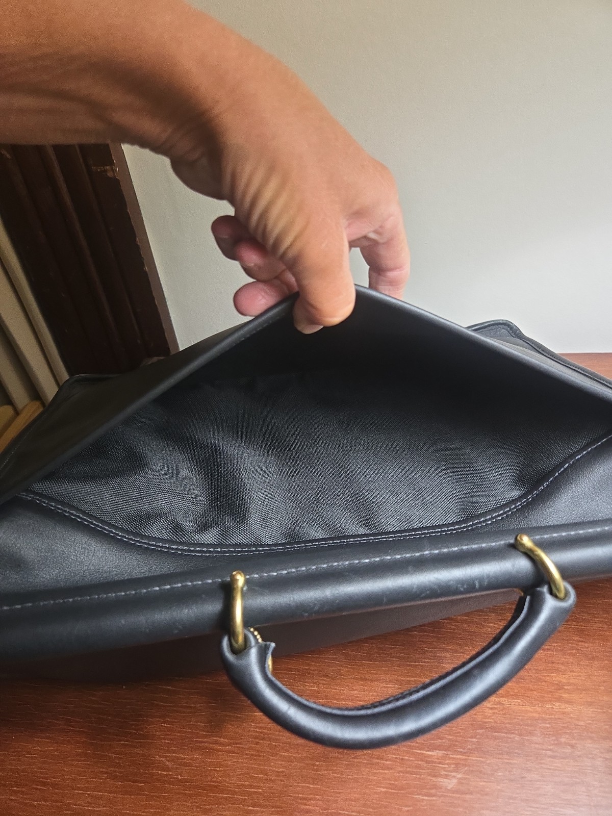 JACK GEORGES Vintage Briefcase Leather Black