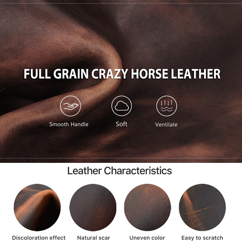CONTACTS Crazy Horse Cowhide Leather 14.2″ Laptop Case Slim 14″ x 10″ Briefca…