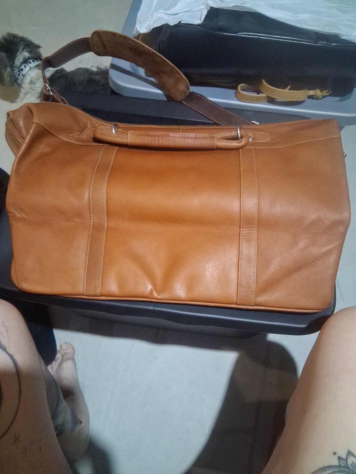 piel leather duffle bag