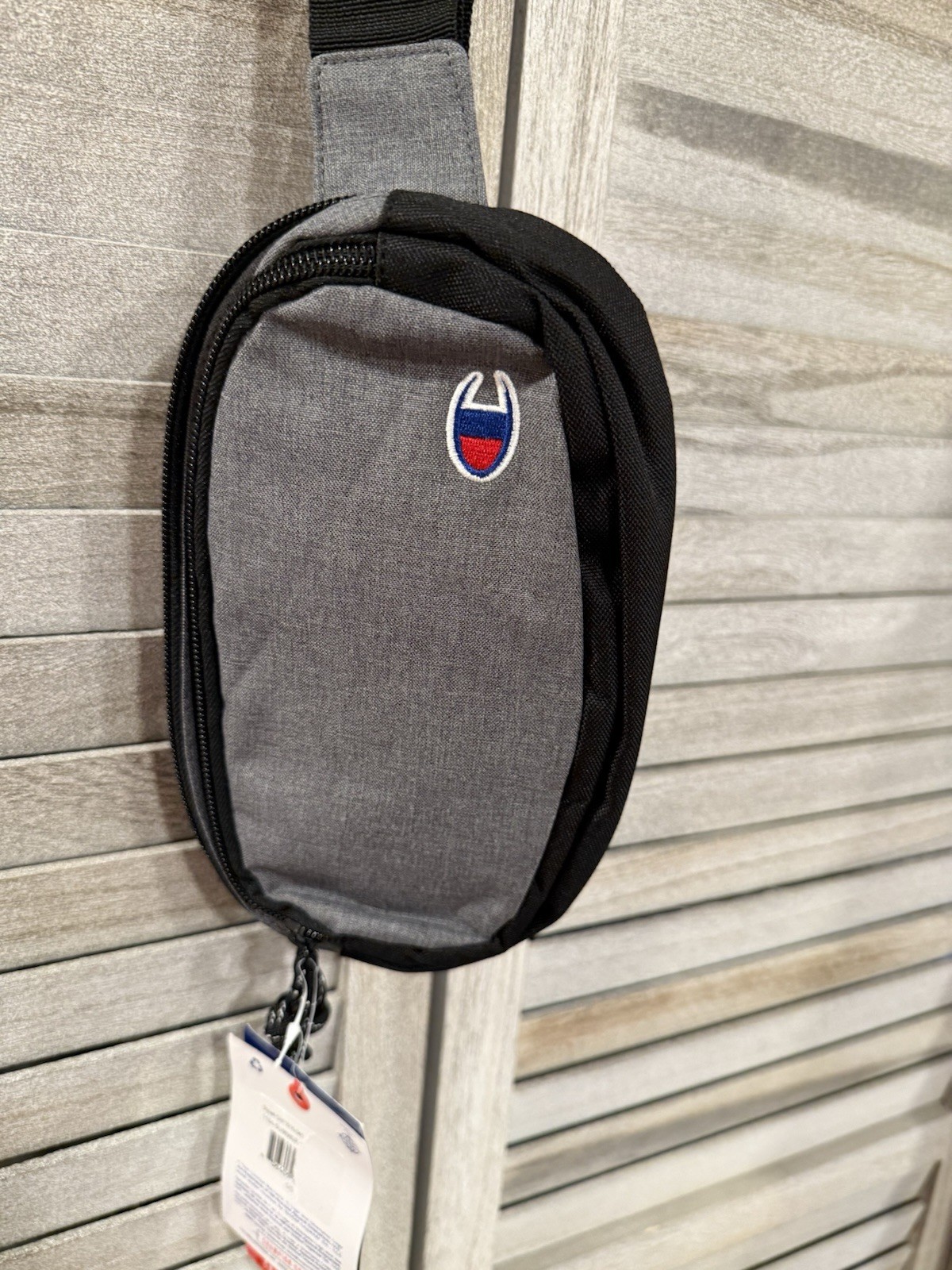 Champion Gray/Black Solid Small Crossbody Sling Bag, Zip Closure, Adjustable