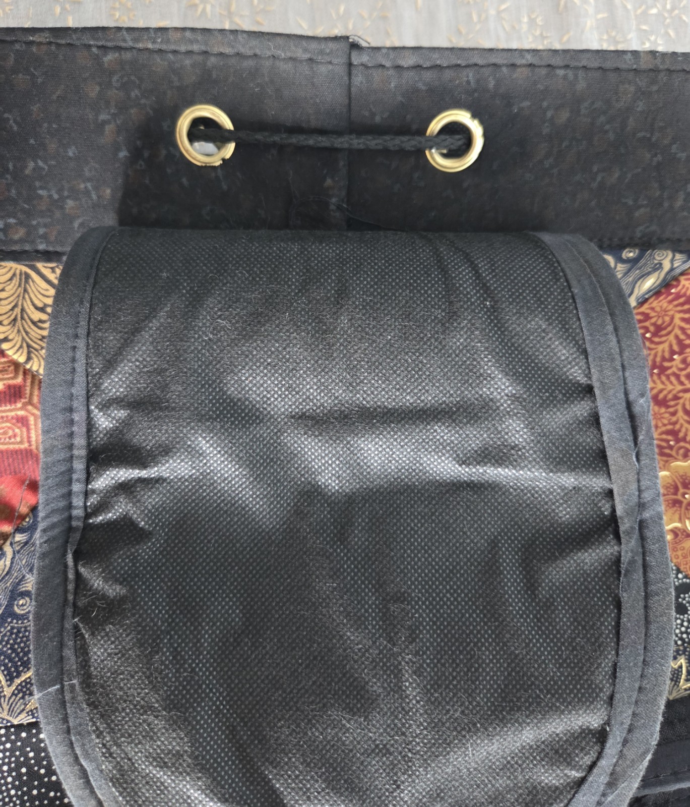 Patchwork Multicolor/Black Backpack Drawstring Buckle Zip, Adjustable Strap